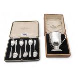 A cased set of silver teaspoons, by Cooper Brothers & Sons, Sheffield 1960, a silver christening