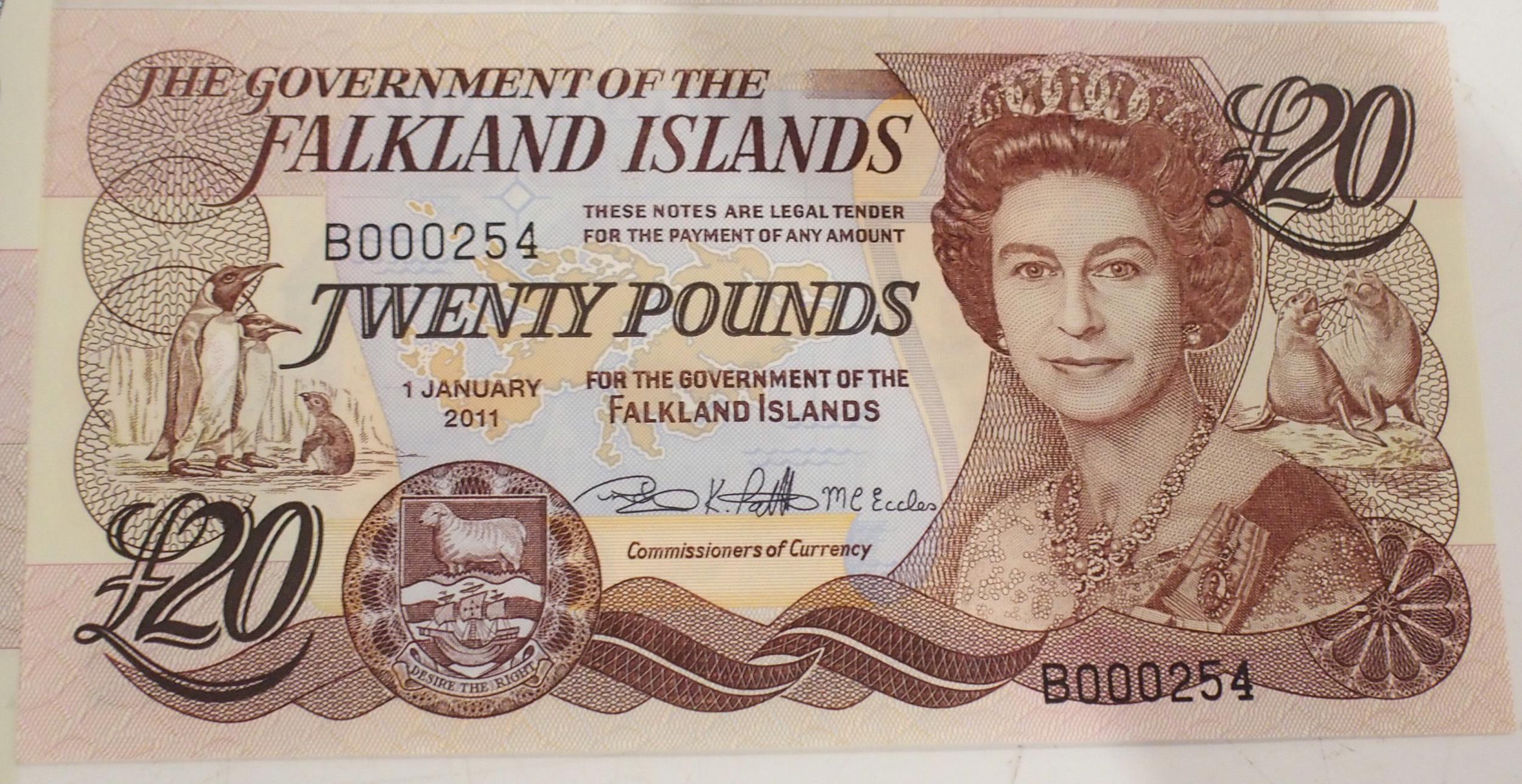 Falkland Islands (British Overseas Territories) Elizabeth II, A171506 £5 14th June 1983, A137831 £ - Image 8 of 8