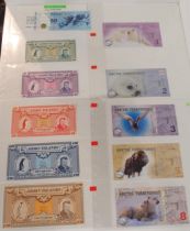 A lot comprising bank notes from Anarctica, Jason Islands and Arctic Territories, Argentina (27)