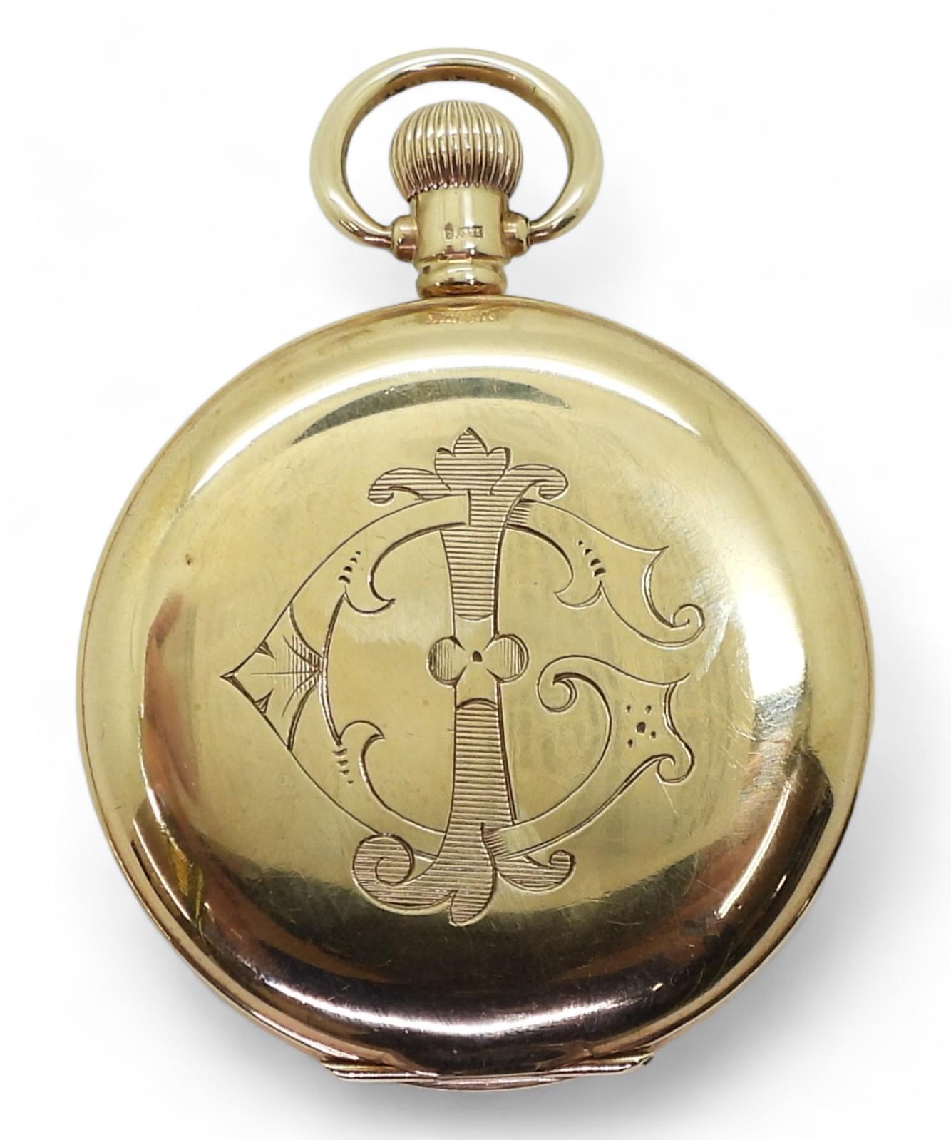 A 9ct gold The Angus full hunter pocket watch, inner dust cover  inscribed, diameter 5cm, weight