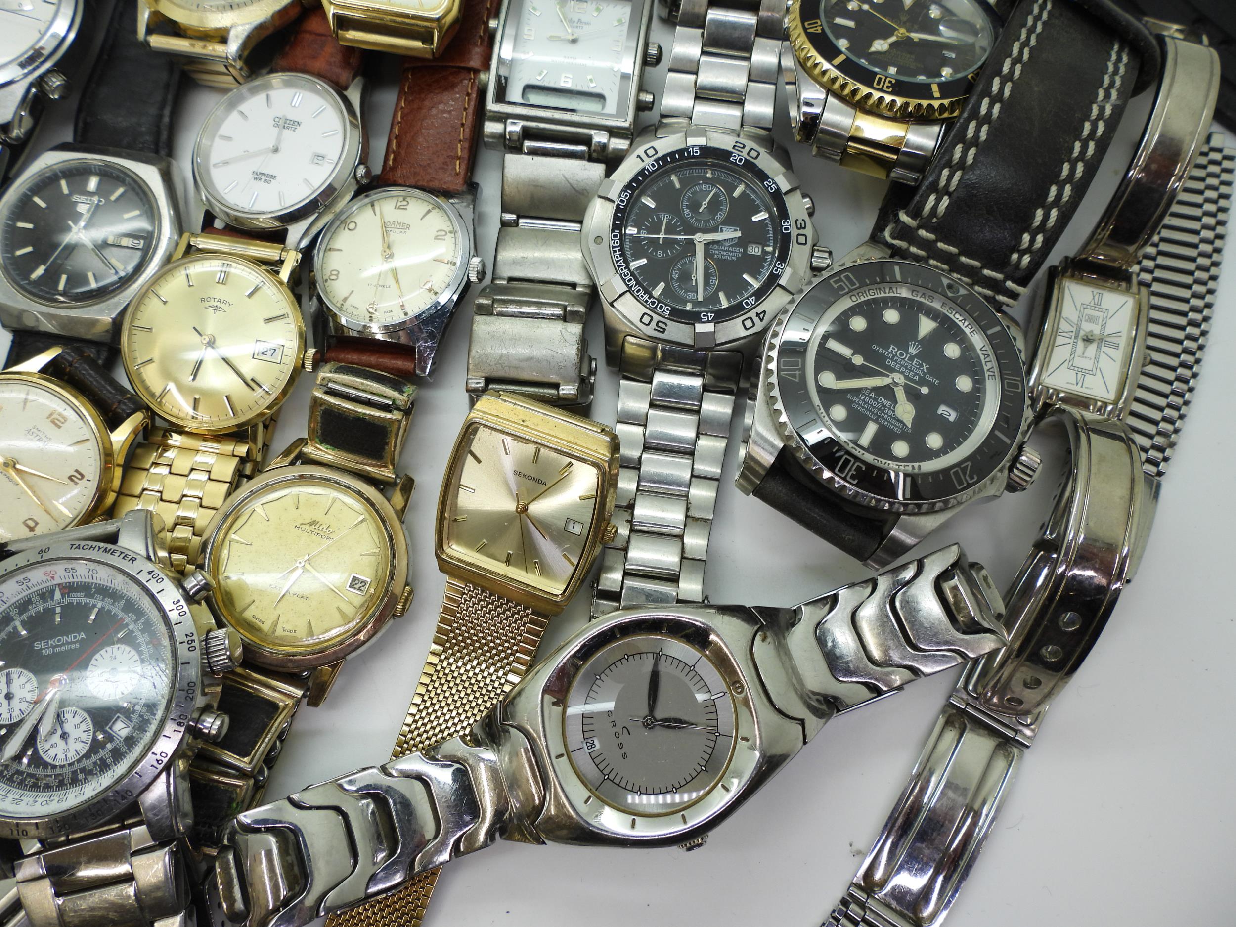 A collection of gents fashion watches to include Seiko, Roamer, Astral, Mido and replica watches. - Image 5 of 5