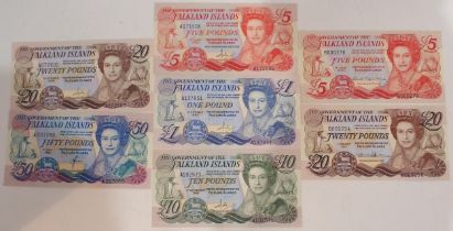 Falkland Islands (British Overseas Territories) Elizabeth II, A171506 £5 14th June 1983, A137831 £