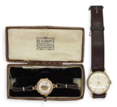 A 9ct gold Smith gents wristwatch with London hallmarks for 1965, inscribed verso, together with a
