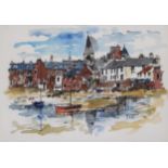 KEN LOCHHEAD (SCOTTISH 1936-2006)  NORTH BERWICK  Watercolour and ink, signed lower right, dated (