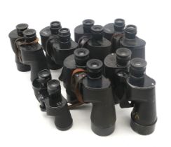 Five pairs of WW2-period Bausch & Lomb U.S. Navy Bu. Ships 7x50 binoculars; together with a