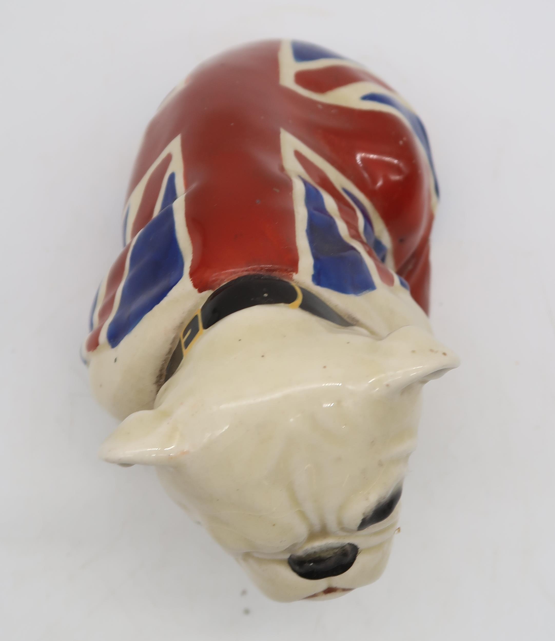 A Royal Doulton D5913 Bulldog draped in a Union Jack figure, 10 x 10cm Condition Report:chipped to - Image 5 of 6