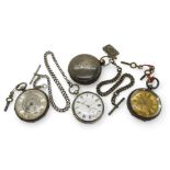 A silver full hunter pocket watch hallmarked Birmingham 1872, diamond capped fly wheel, with