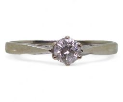 An 18ct white gold diamond solitaire ring set with an estimated approx 0.25cts brilliant cut