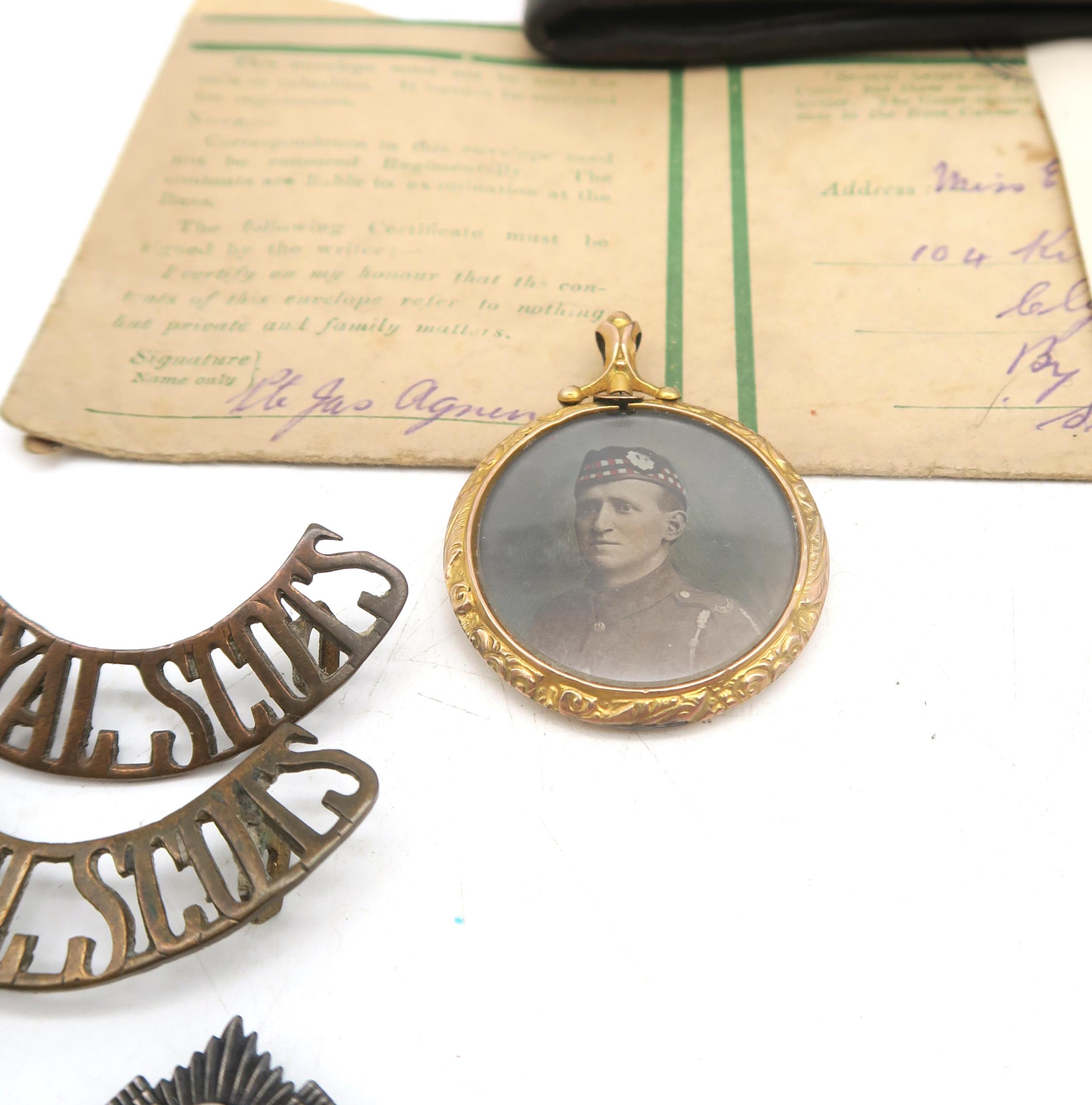 Assorted material relating to the WW1 service of 30769 Pte. J. Agnew, Royal Scots; comprising - Image 2 of 2