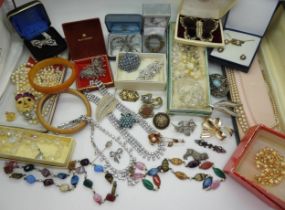 vintage costume jewellery to include Ciro, a Bucherer box with a continental silver marcasite