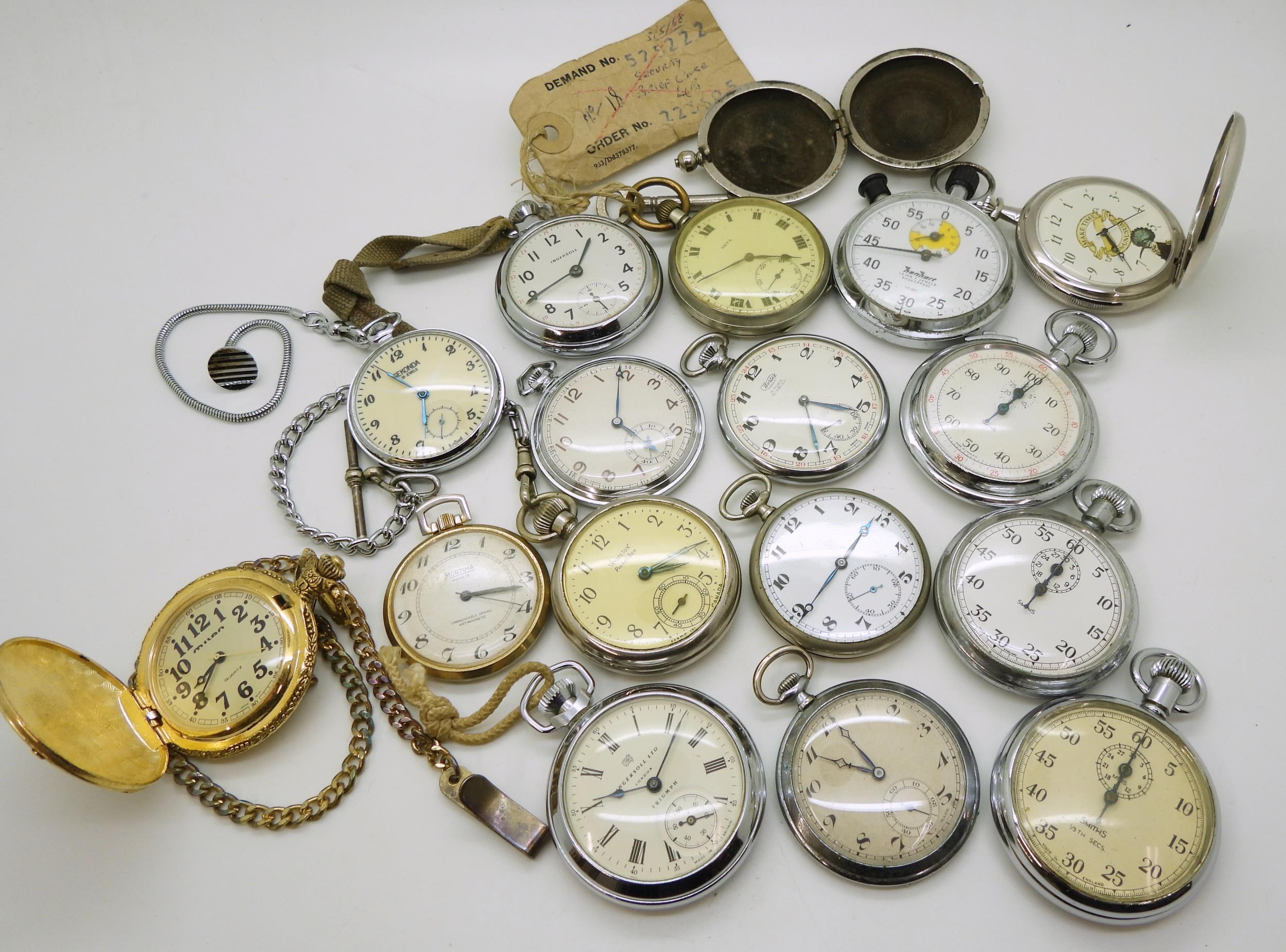 A collection of base metal stop watches and pocket watches, to include examples by HanHart, - Image 2 of 3