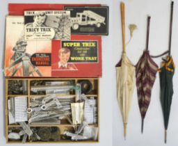 Three vintage parasols, together with a boxed Super Trix Constructor Set 368 Condition Report:
