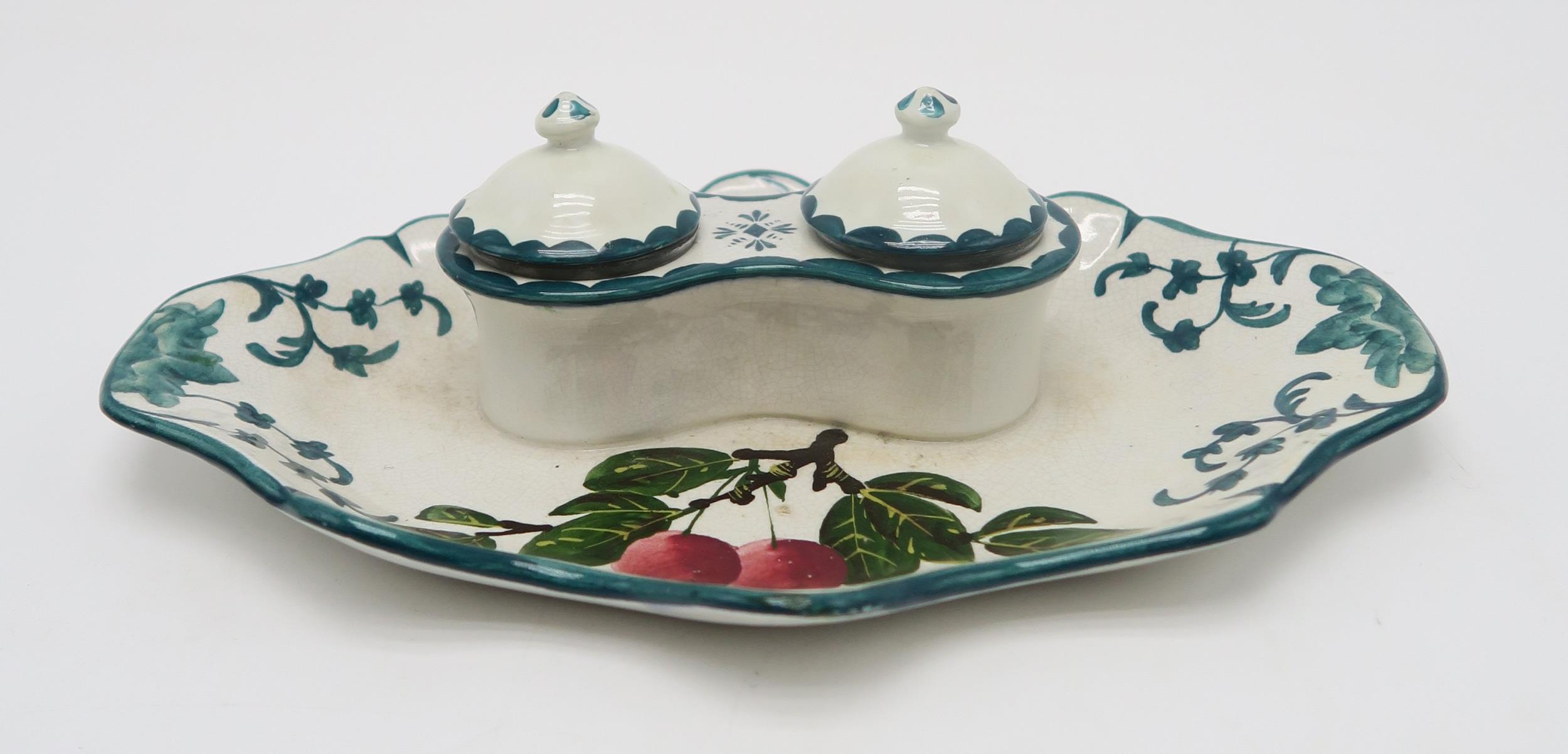A collection of Wemyss ware cherry painted pottery including a two handled bowl, a chocolate cup and - Image 4 of 6