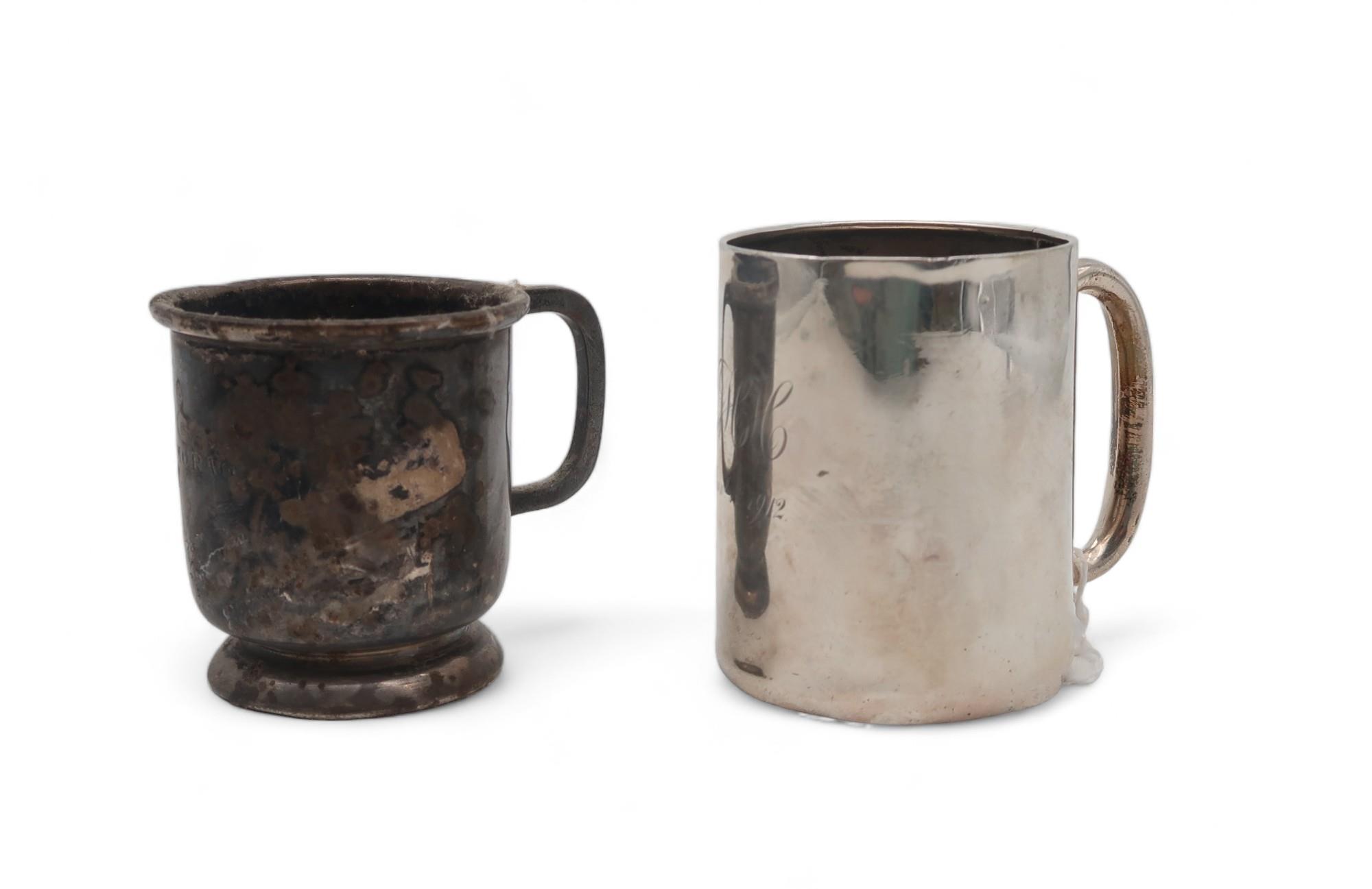 A silver christening mug, by Joseph Gloster, Birmingham, and another Sheffield example, 211gms (2)