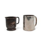 A silver christening mug, by Joseph Gloster, Birmingham, and another Sheffield example, 211gms (2)