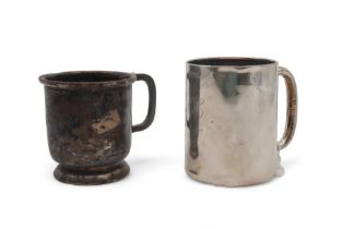 A silver christening mug, by Joseph Gloster, Birmingham, and another Sheffield example, 211gms (2)