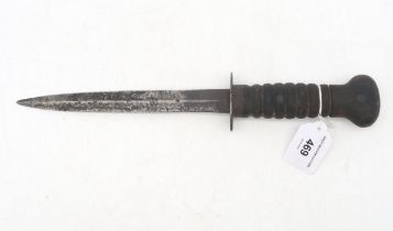 A Dutch WW1 "Stormdolk" fighting knife, stamped indistinctly to pommel, the blade measuring