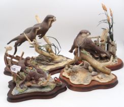 Four Border Fine Art Otter groups including Ladies of the Stream, 501/950, Otter and Family 108/