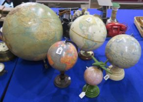 Five globes of varying scale, to include a "Geographia" 10 Inch Terrestrial Globe, a suspended