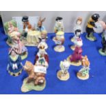 A collection of Beswick figures including Mad Hatters Tea Party with certificate, five other Alice