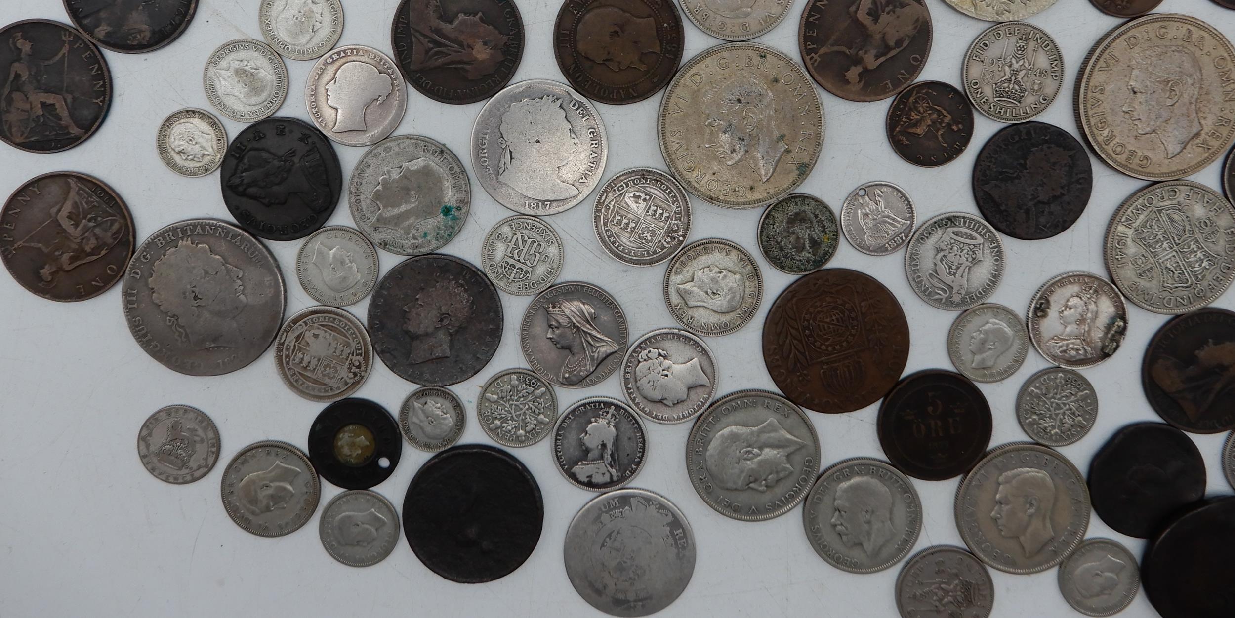 A lot comprising various Great Britain coins with George III and Victoria examples  Condition - Image 4 of 8