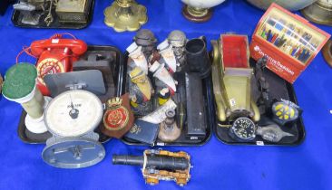 Mixed collectables, to include two cast iron figural money banks, four Younger's beer advertising