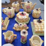 A collection of Beswick Sundial table wares including teapot, coffee pot, hot water pot, biscuit