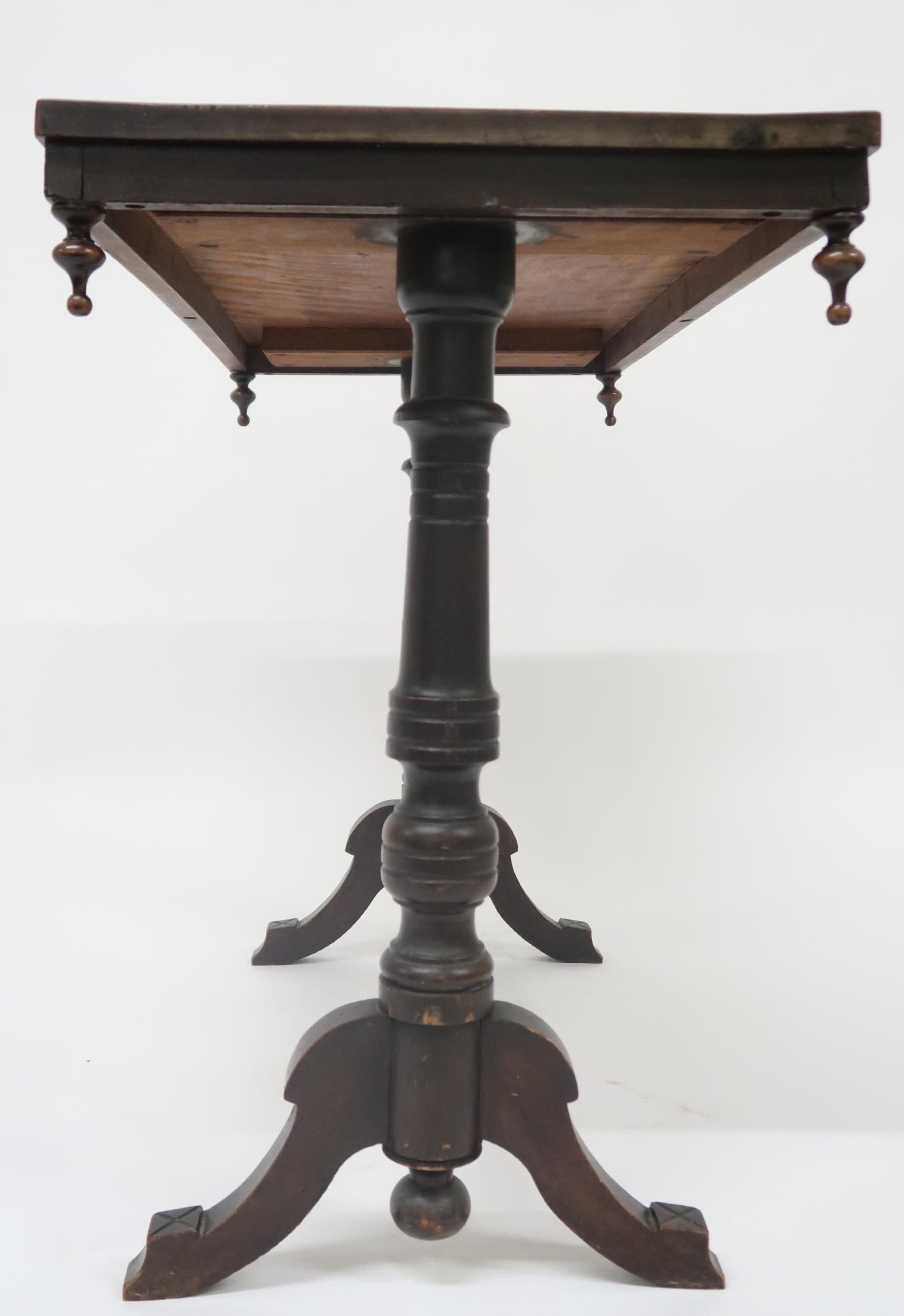 A late Victorian mahogany hall table with rectangular top on turned supports on out swept feet - Image 3 of 3