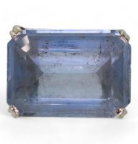 A 9ct white gold Jayem brand large blue glass gem, size Q, weight 15.8gms Condition Report:Available