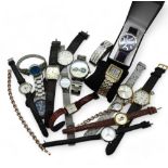 A collection of wristwatches, to include Skagen, a kinetic watch by Colouring, a Disney Mickey Mouse