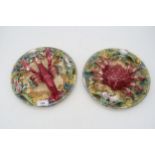 A pair of Palissy style plates, one with a lobster, the other a crab Condition Report:Available upon