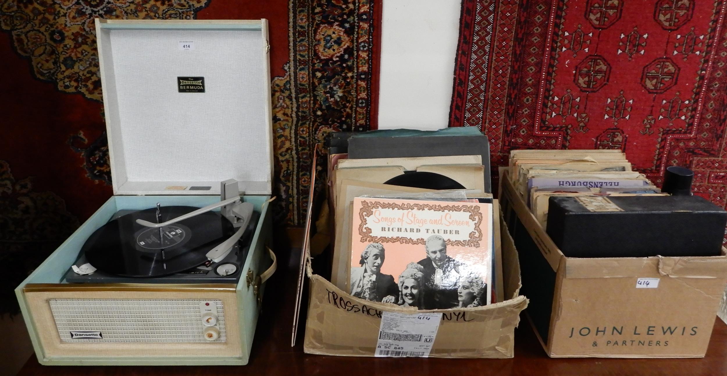 A Dansette Bermuda Monarch record player together with various shellac 78 RPM records Condition