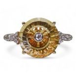 A 9ct gold Glen Lehrer citrine and diamond 'Torus' ring, size S1/2, weight 2.8gms Condition Report: