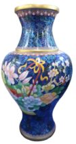 A Chinese cloisonne vase, of baluster form, decorated with flowers, 39cm high Condition Report:
