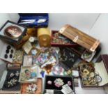 A large quantity of vintage costume jewellery to include, good bead necklaces, two miniature