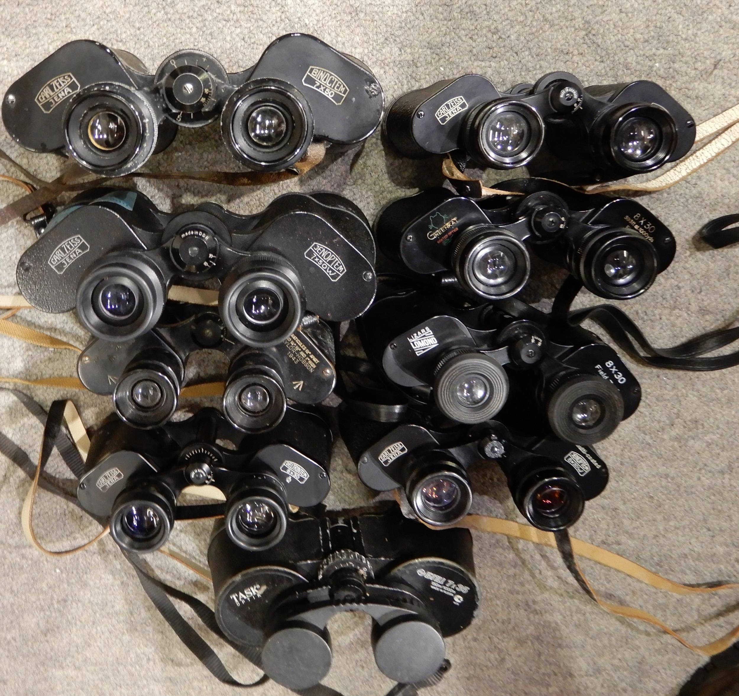 A quantity of binoculars various makers and models Carl Zeiss, Taylor Hobson, Tento etc Condition - Image 6 of 23