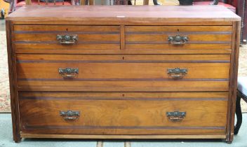 An early 20th century two over three chest of drawers, 68cm high x 118cm wide x48cm deep Condition