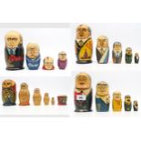 A collection of Russian dolls, to include examples depicting 20th century Russian leaders, from