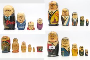 A collection of Russian dolls, to include examples depicting 20th century Russian leaders, from