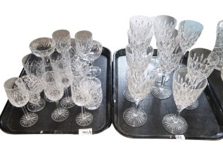 A collection of cut glass and crystal drinking glasses, bowls, decanters etc Condition Report:No