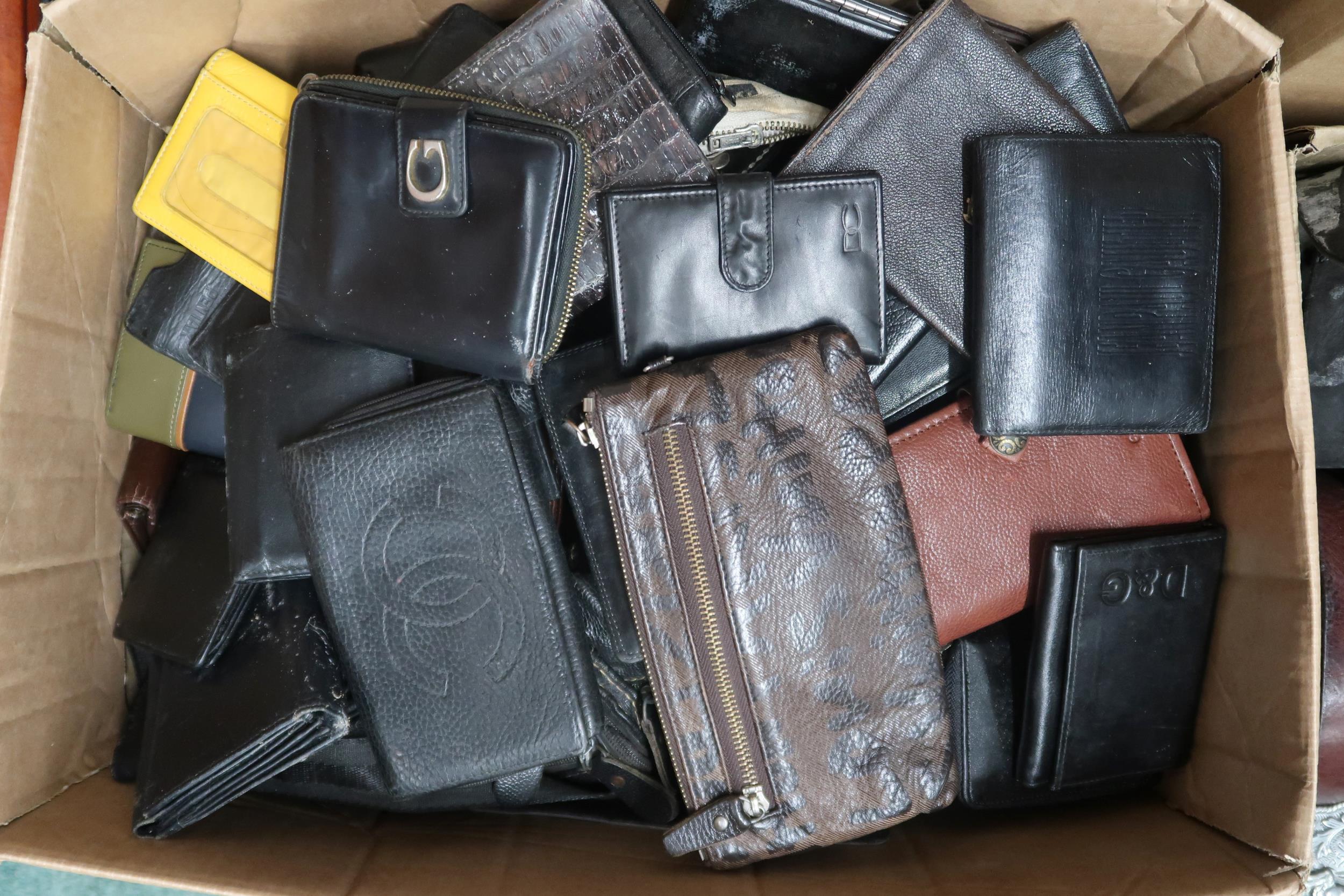 A lot comprising a large quantity of predominately gents assorted leather wallets and a box of gents - Image 2 of 3