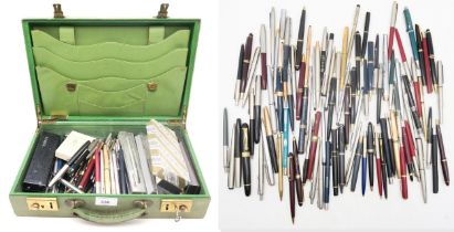 A large collection of fountain and ballpoint pens, largely by Parker, also including a vintage "