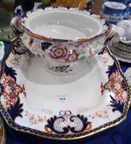 A Royal Crown Derby ashet in imari pattern 3615 together with a Ironstone tureen Condition Report: