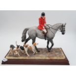 Border Fine Arts group 'Hounds Away' (Huntsman, grey horse and hounds), model No. B1070A by Anne