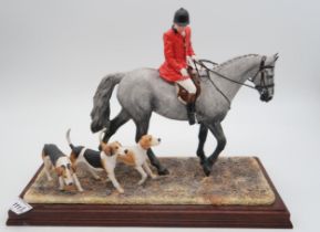 Border Fine Arts group 'Hounds Away' (Huntsman, grey horse and hounds), model No. B1070A by Anne