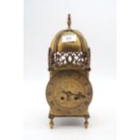 A French brass lantern clock with key Condition Report:Available upon request