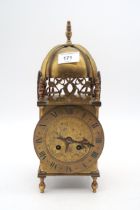 A French brass lantern clock with key Condition Report:Available upon request