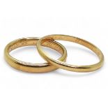 Two 18ct gold wedding rings, sizes Z1/2, and T1/2, weight combined 8.2gms  Condition Report: