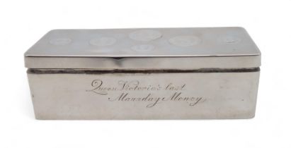 A 'Queen Victoria's last Maunday Money' silver box, by Wilson & Sharp, Edinburgh 1883, 120gms