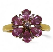 An 18ct gold pink sapphire and diamond ring, size L1/2, weight 3.4gms Condition Report:Available